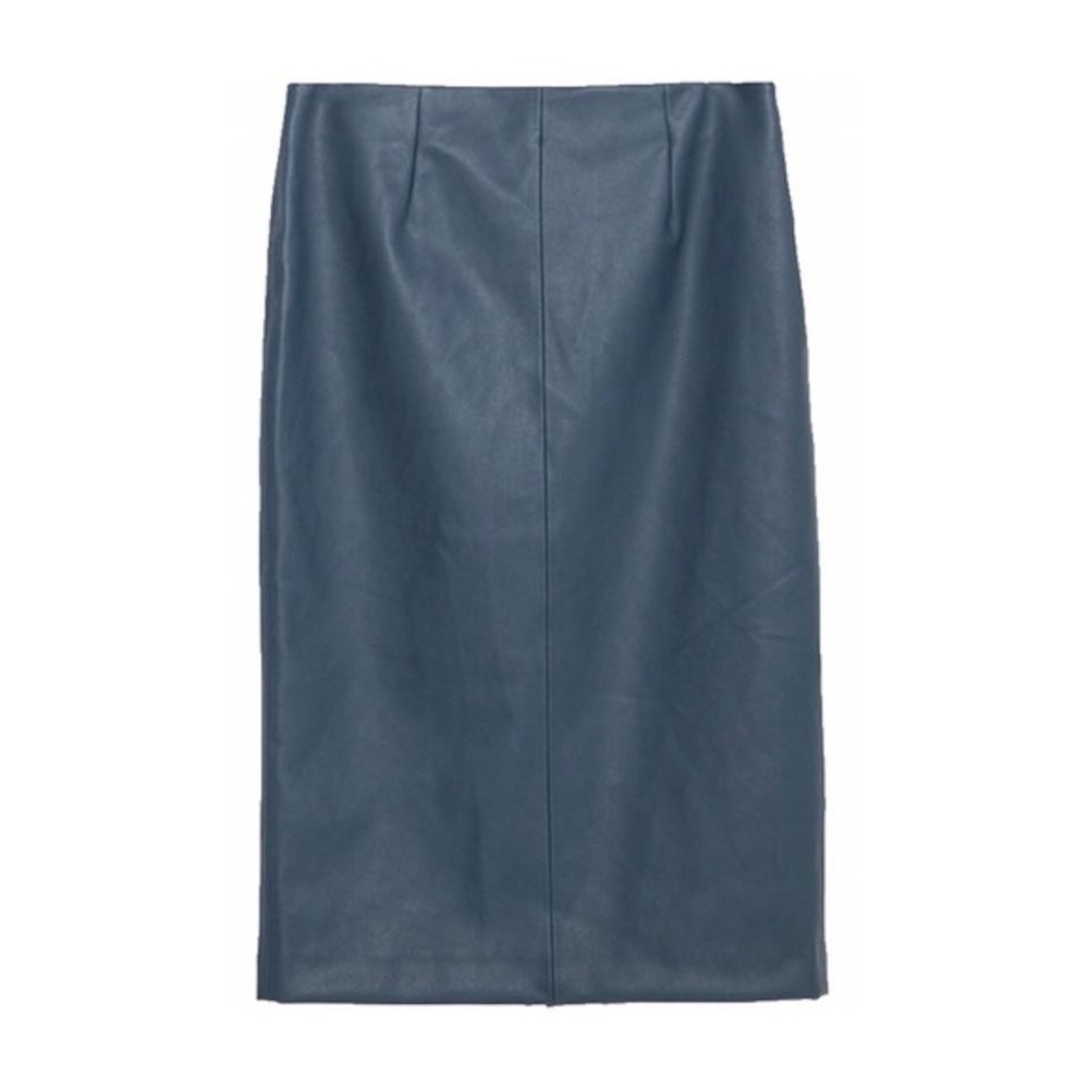 Zara Navy Leather Pencil Skirt